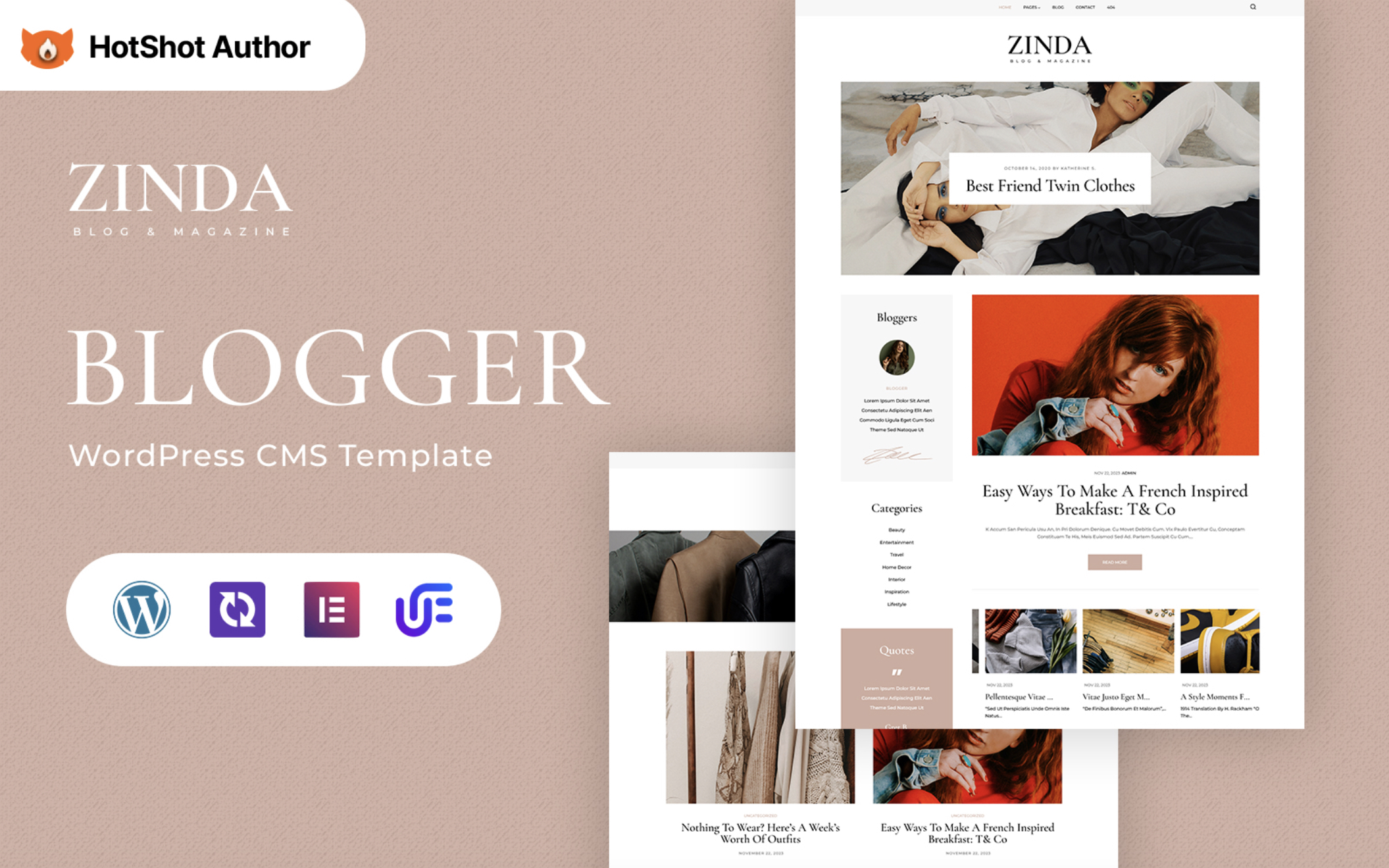 Zinda - Fashion Blog WordPress Elementor Theme WordPress Theme 